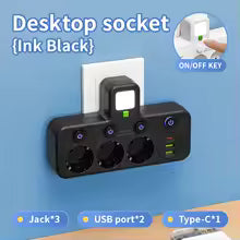 REGLETA DE ENCHUFES 4 EN 1 + 2 USB Y 1 USB C